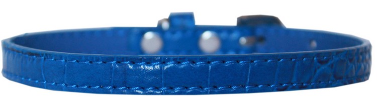 Omaha Plain Croc Dog Collar Blue Size 14